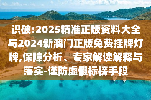 識破:2025精準正版資料大全與2024新澳門正版免費掛牌燈牌,保障分析、專家解讀解釋與落實-謹防虛假標榜手段